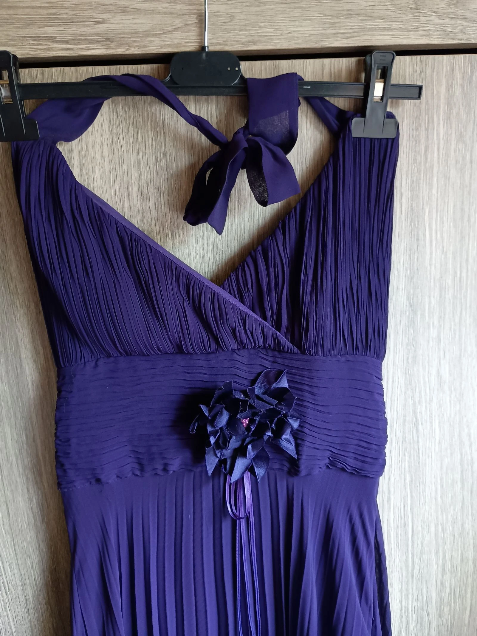 Elegante paarse halter maxi jurk,kleed. Merk Zaffiro. Maat 36-38